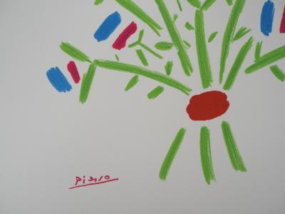 Pablo PICASSO : Le bouquet Bleu, Blanc, Rouge, Lithographie signée 2