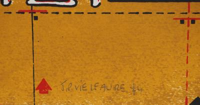 Jean-Pierre VIELFAURE : Robot sur fond bleu, Lithographie originale signée 2