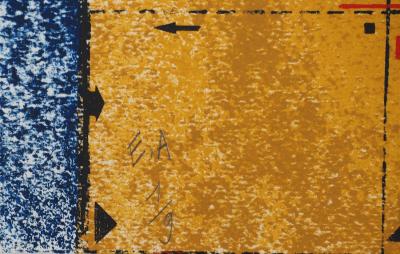 Jean-Pierre VIELFAURE : Robot sur fond bleu, Lithographie originale signée 2