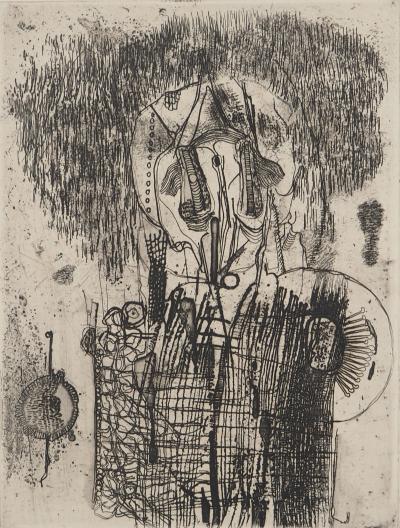Jean-Pierre VIELFAURE : Personnage abstrait, Gravure originale signée 2