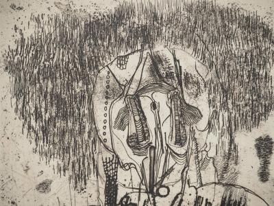 Jean-Pierre VIELFAURE : Personnage abstrait, Gravure originale signée 2