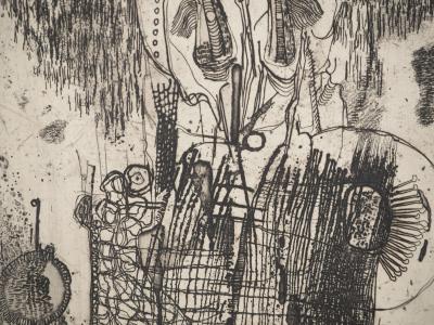 Jean-Pierre VIELFAURE : Personnage abstrait, Gravure originale signée 2