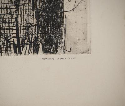 Jean-Pierre VIELFAURE : Personnage abstrait, Gravure originale signée 2