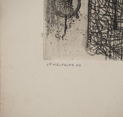 Jean-Pierre VIELFAURE : Personnage abstrait, Gravure originale signée 2