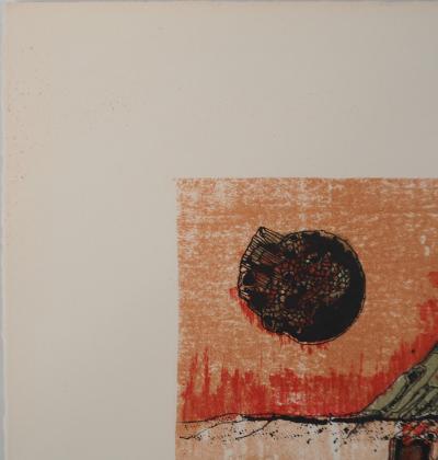 Jean-Pierre VIELFAURE : Petit paysage rouge, Lithographie originale signée 2