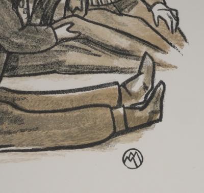 Mathurin MEHEUT : Bretagne, Trois bretons, Gravure originale signée 2
