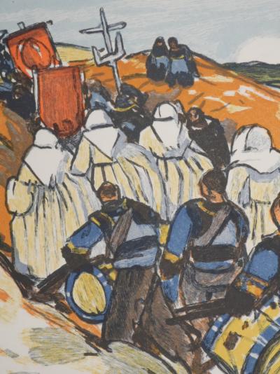 Mathurin MEHEUT : Bretagne, La procession à l’orchestre, Gravure originale signée 2