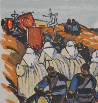 Mathurin MEHEUT : Bretagne, La procession à l’orchestre, Gravure originale signée 2