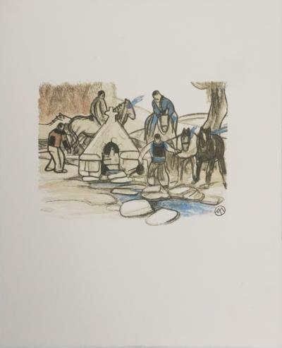 Mathurin MEHEUT : Bretagne, Au bord de la source, Gravure originale signée 2