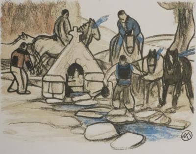 Mathurin MEHEUT : Bretagne, Au bord de la source, Gravure originale signée 2