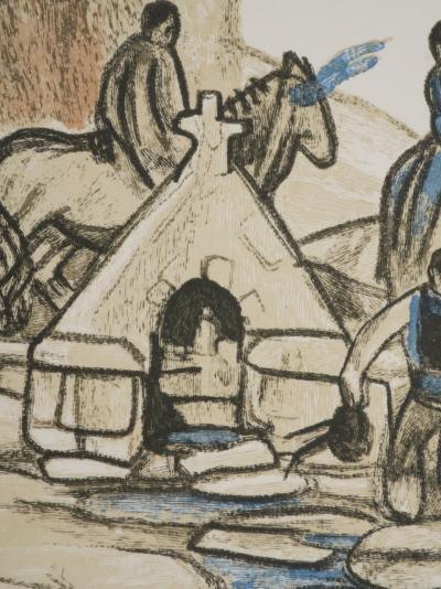 Mathurin MEHEUT : Bretagne, Au bord de la source, Gravure originale signée 2