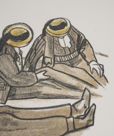 Mathurin MEHEUT : Bretagne, Trois bretons, Gravure originale signée 2