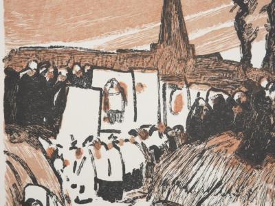 Mathurin MEHEUT : Bretagne, La procession, Gravure originale 2