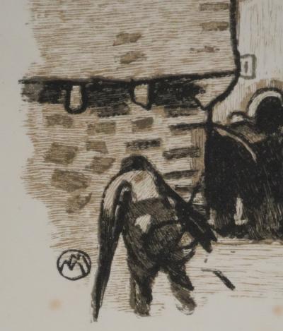Mathurin MEHEUT : Bretagne, L'entrée dans l'église, Gravure originale signée 2