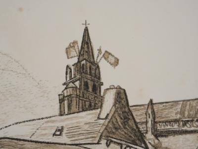 Mathurin MEHEUT : Bretagne, L'entrée dans l'église, Gravure originale signée 2