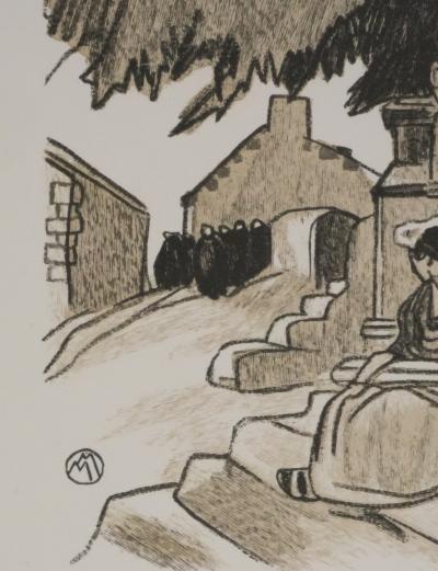 Mathurin MEHEUT : Bretagne, Le repos après la cérémonie, Gravure originale signée 2