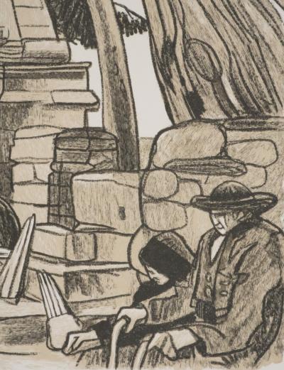Mathurin MEHEUT : Bretagne, Le repos après la cérémonie, Gravure originale signée 2