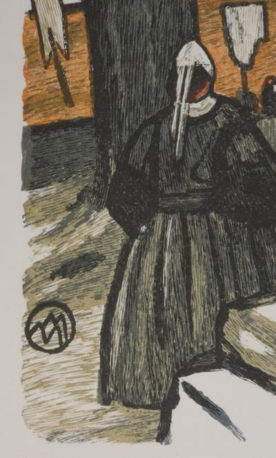 Mathurin MEHEUT : Bretagne, Pèlerins devant l’église, Gravure originale signée 2