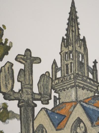 Mathurin MEHEUT : Bretagne, Pèlerins devant l’église, Gravure originale signée 2