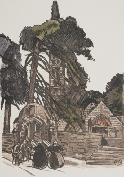 Mathurin MEHEUT : Bretagne, L’arrivée au sanctuaire, Gravure originale signée 2