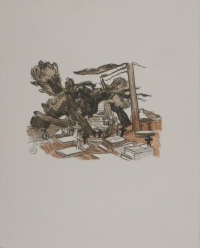 Mathurin MEHEUT : Les tombeaux sous les pins, Gravure originale signée 2