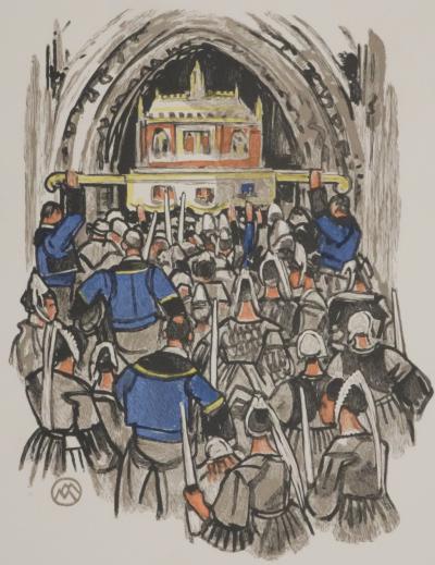Mathurin MEHEUT : Bretagne, Procession du reliquaire, Gravure originale signée 2