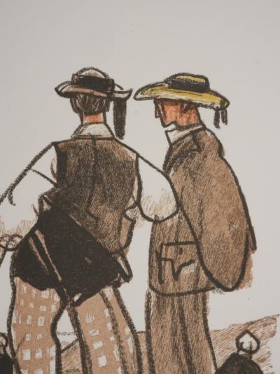 Mathurin MEHEUT : Bretagne, Les trois bretons, Gravure originale signée 2