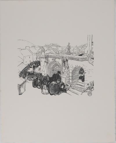 Mathurin MEHEUT : Bretagne, Pardon du feu à Saint-Jean du Doigt, Gravure originale signée 2