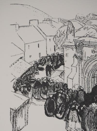 Mathurin MEHEUT : Bretagne, Pardon du feu à Saint-Jean du Doigt, Gravure originale signée 2