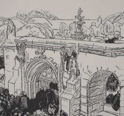 Mathurin MEHEUT : Bretagne, Pardon du feu à Saint-Jean du Doigt, Gravure originale signée 2