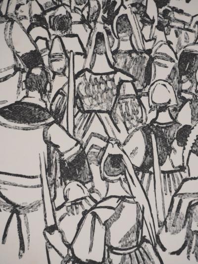 Mathurin MEHEUT : Bretagne, Procession du reliquaire (Noir), Gravure originale signée 2
