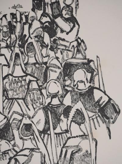 Mathurin MEHEUT : Bretagne, Procession du reliquaire (Noir), Gravure originale signée 2