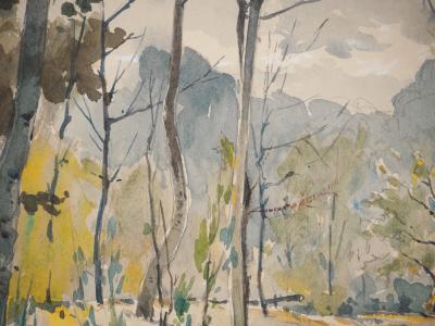 René LEVERD : Les arbres près de l’eau, Aquarelle originale signée 2