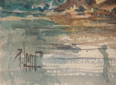 René LEVERD : Les arbres près de l’eau, Aquarelle originale signée 2