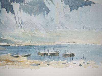 René LEVERD: Switzerland, Mont Blanc from Lucerne, Original signed watercolor 2