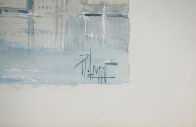 René LEVERD: Switzerland, Mont Blanc from Lucerne, Original signed watercolor 2
