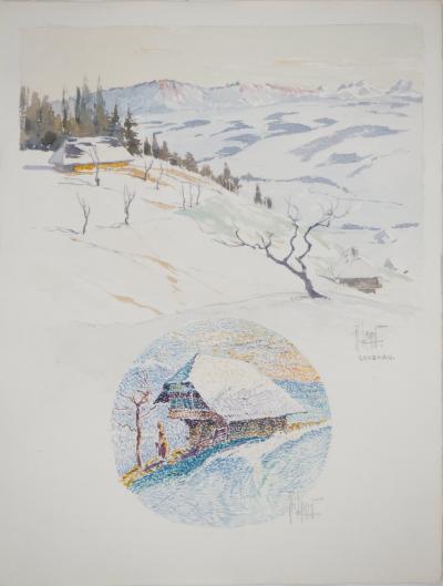 René LEVERD : Suisse, Chalet à Langnau, Aquarelle originale signée 2
