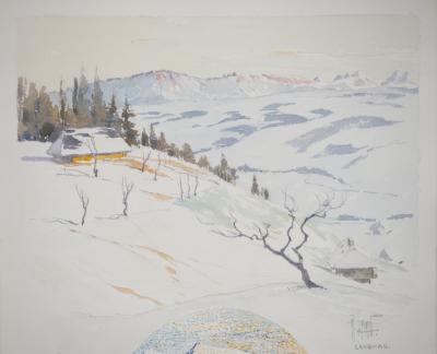 René LEVERD : Suisse, Chalet à Langnau, Aquarelle originale signée 2
