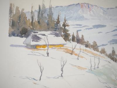 René LEVERD : Suisse, Chalet à Langnau, Aquarelle originale signée 2