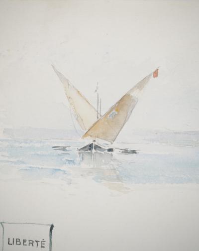 René LEVERD : Suisse, Escaliers du château de Nyon, Aquarelle originale signée 2