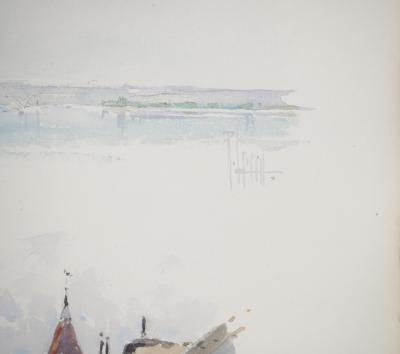 René LEVERD : Suisse, Escaliers du château de Nyon, Aquarelle originale signée 2