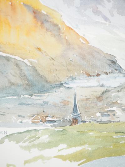 René LEVERD : Suisse, Direction Lungern, Aquarelle originale signée 2