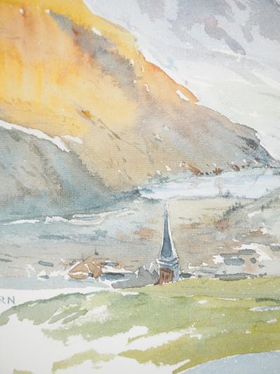 René LEVERD : Suisse, Direction Lungern, Aquarelle originale signée 2