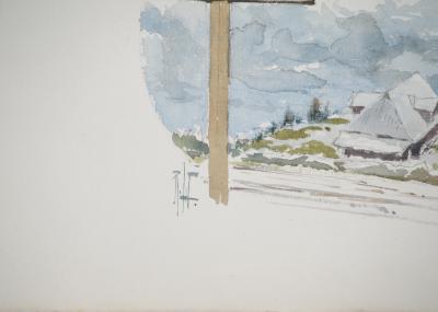 René LEVERD : Suisse, Direction Lungern, Aquarelle originale signée 2