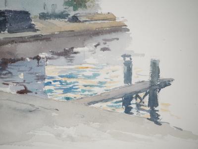 René LEVERD : Suisse, Hotel de la Tour à Bouveret, Aquarelle originale signée 2