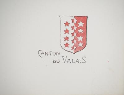 René LEVERD : Suisse, Hotel de la Tour à Bouveret, Aquarelle originale signée 2