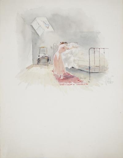 René LEVERD : Femme en rose, Aquarelle originale signée 2