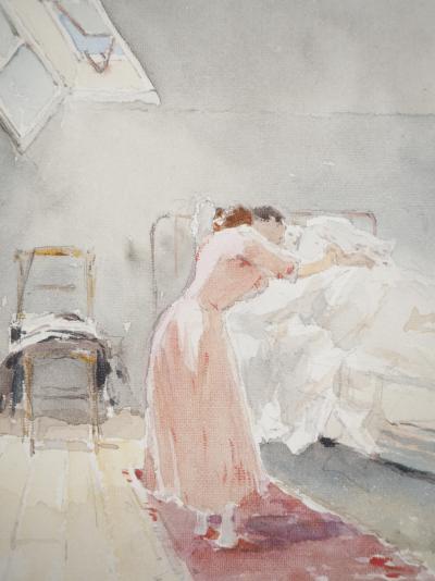 René LEVERD : Femme en rose, Aquarelle originale signée 2