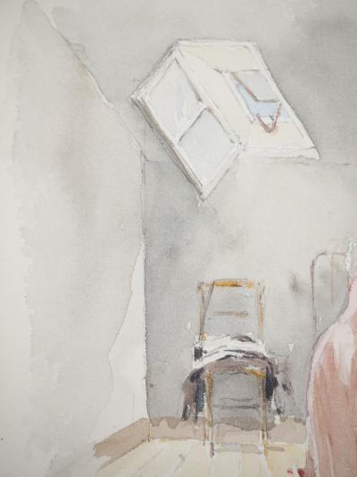 René LEVERD : Femme en rose, Aquarelle originale signée 2