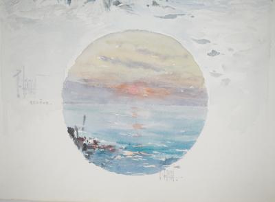 René LEVERD : Les branches enneigées, Aquarelle originale signée 2